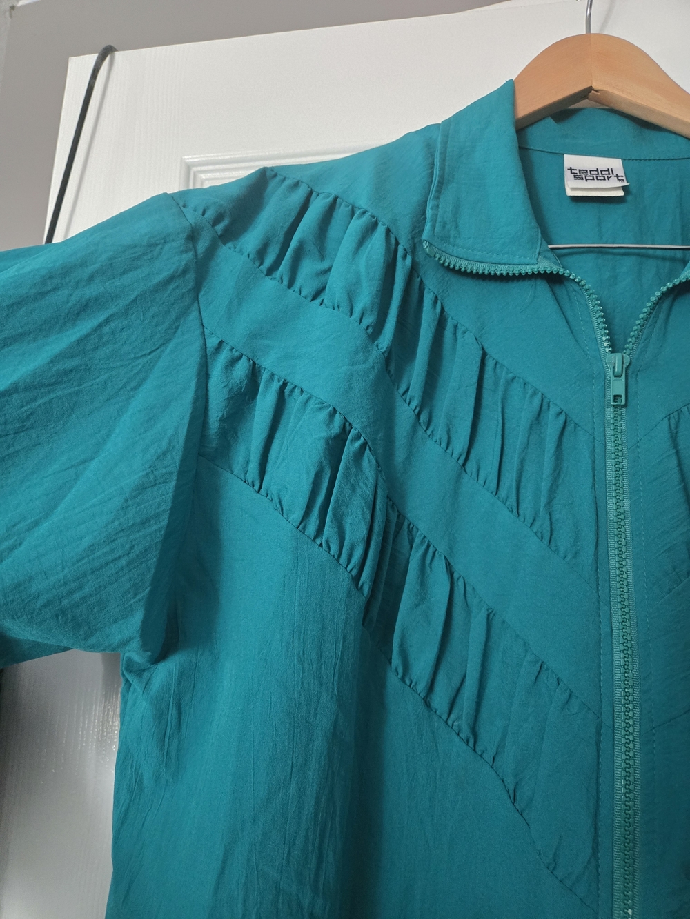 Vintage 1980s Teddi Sport Blue Polyester Full Zip Windbreaker Jacket USA - Picture 4 of 13